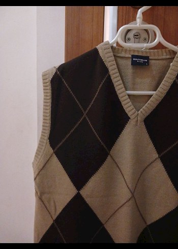 Kahverengi V Yaka Triko Süveter - Görsel 4