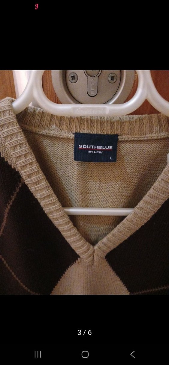 Kahverengi V Yaka Triko Süveter - Görsel 3