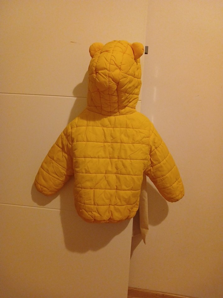 Kapüşonlu Sarı Erkek Çocuk Mont - Görsel 4