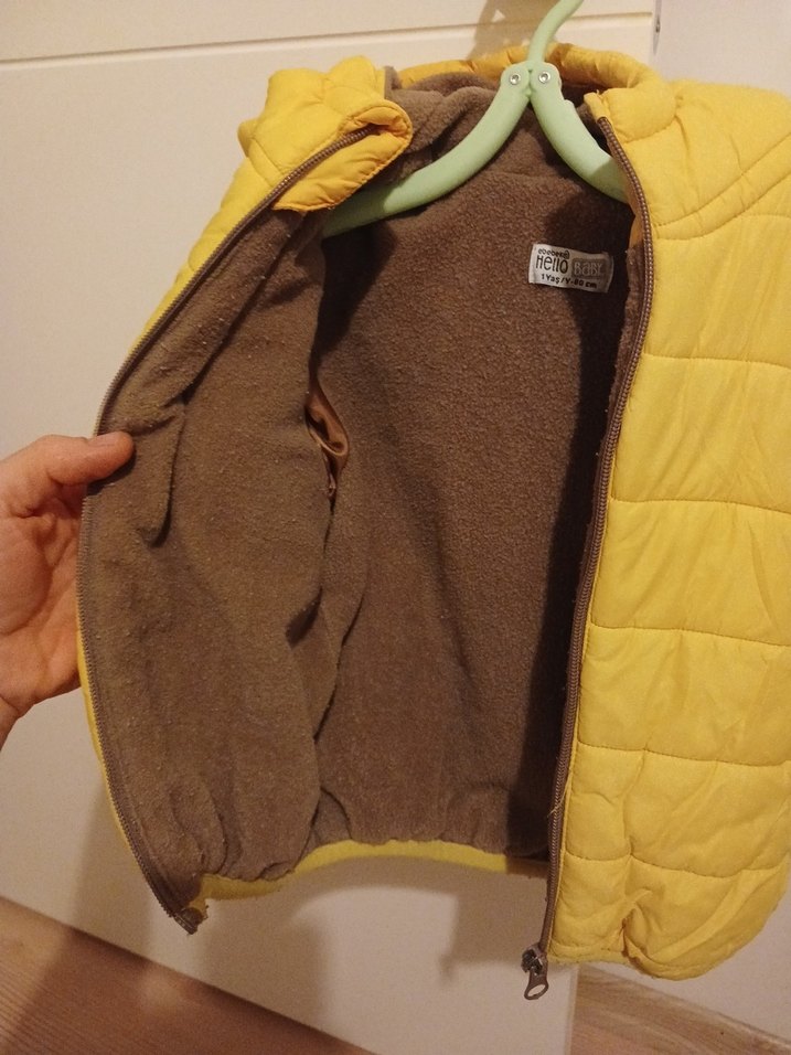 Kapüşonlu Sarı Erkek Çocuk Mont - Görsel 3