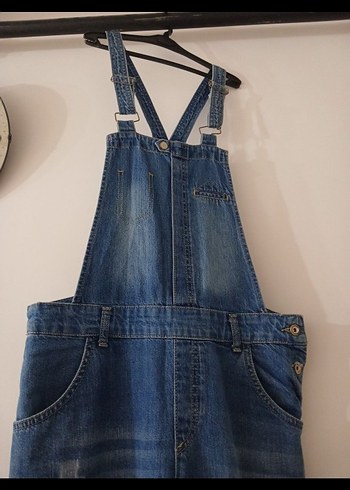 Gri Denim Kadın Uzun Tulum - Görsel 4