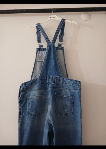 Gri Denim Kadın Uzun Tulum - Görsel 5