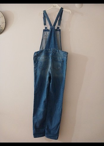 Gri Denim Kadın Uzun Tulum - Görsel 6