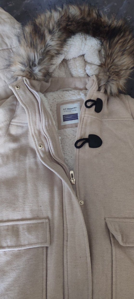 Bej Kürklü Midi Kaban - Görsel 2