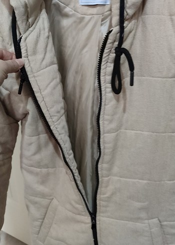 Bej Kapüşonlu Kadın Kış Ceketi - Görsel 2