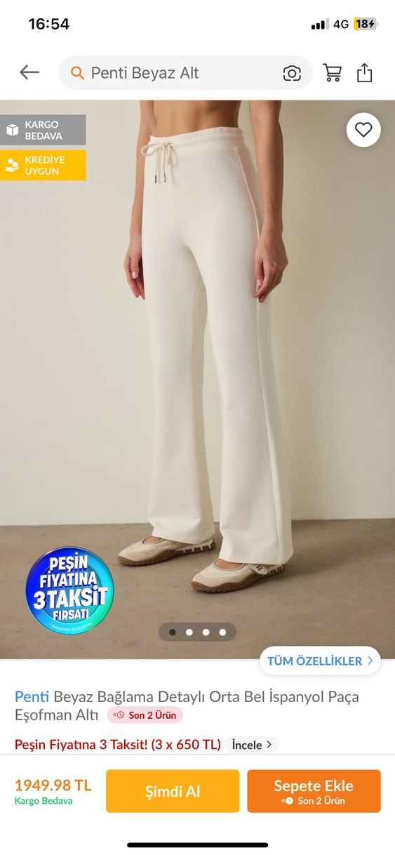 PENTİ Kadın Beyaz Pantolon tayt - Görsel 2