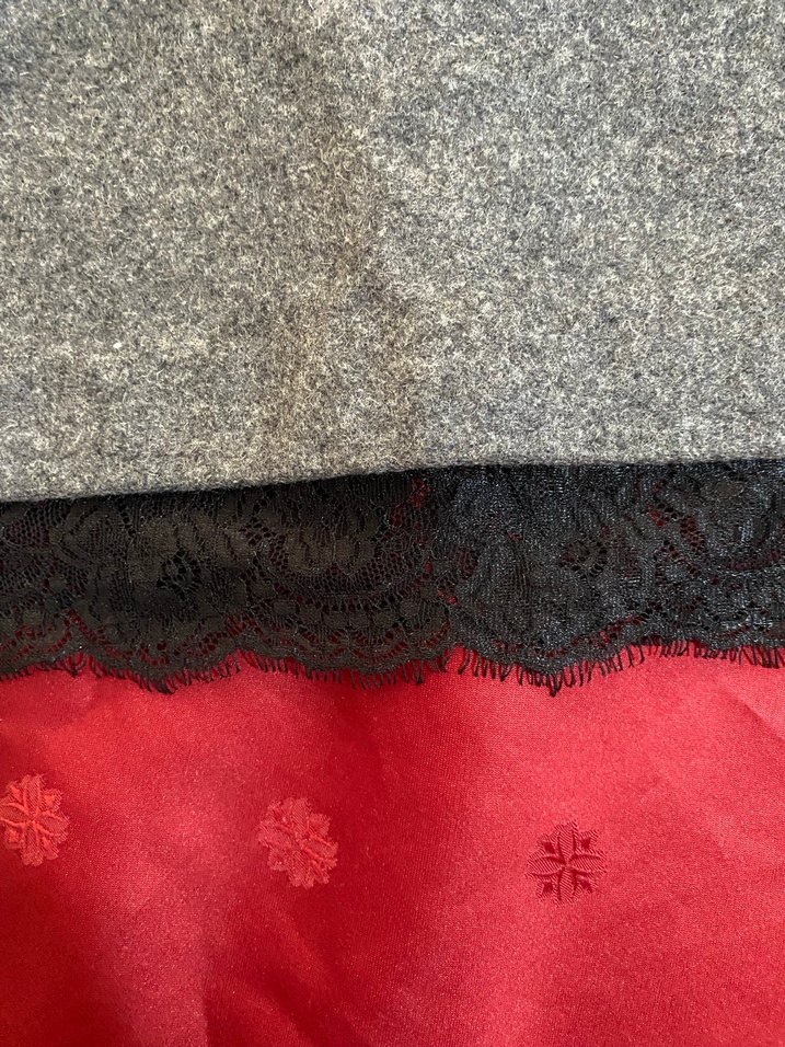 Zara Dantel Detaylı Gri triko Mini Etek - Görsel 4