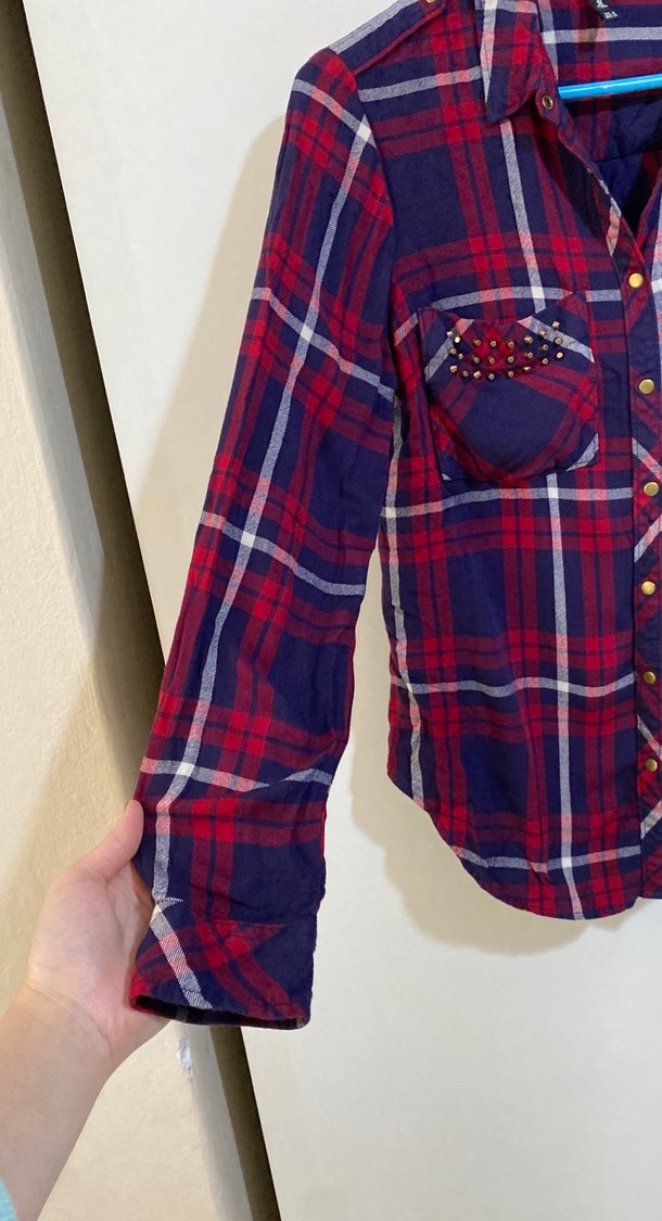 Stradivarius Bordo Ekose Desenli Kadın fit Gömlek - Görsel 3