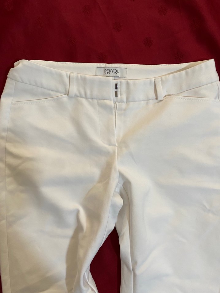 İpekyol Beyaz Kadın Kumaş Pantolon - Görsel 2