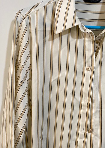 Zara Sarı çizgili Kadın Gömlek - Görsel 4