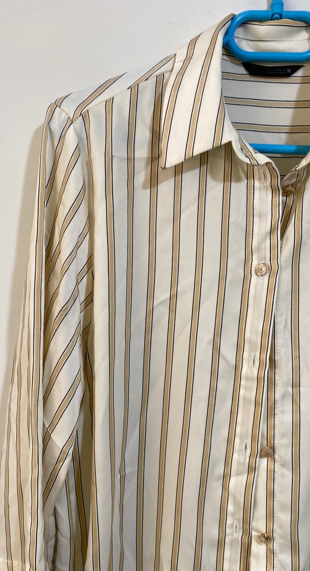 Zara Sarı çizgili Kadın Gömlek - Görsel 4
