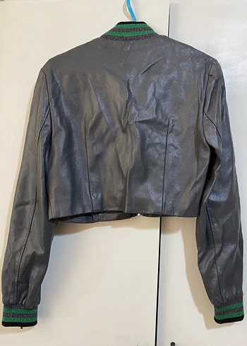 Roman gri kadın deri ceket - Görsel 2