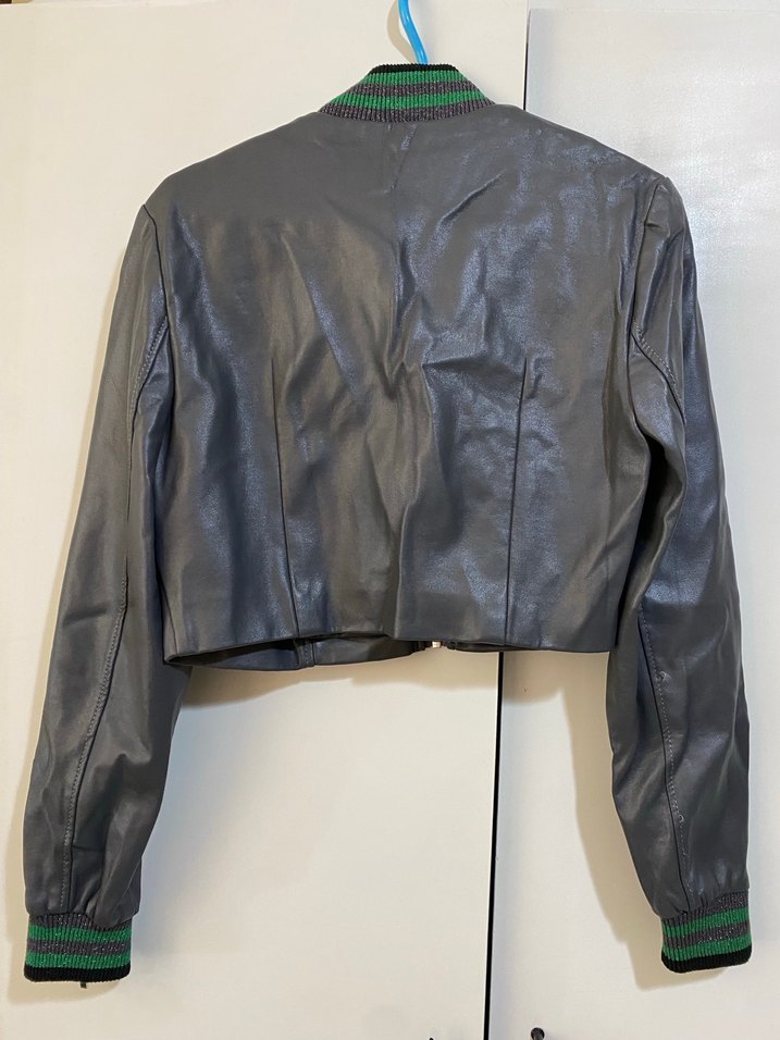 Roman gri kadın deri ceket - Görsel 2