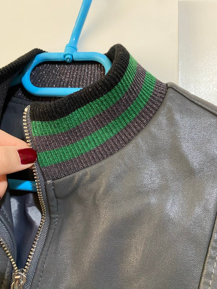 Roman gri kadın deri ceket - Görsel 3