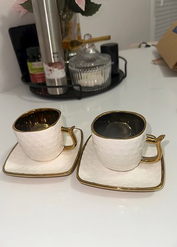 Kütahya Porselen Beyaz Altın Detaylı Kahve Fincanı Seti