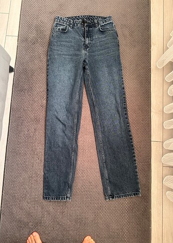 m Beden Kadın Gri Normal Boy Denim Jean
