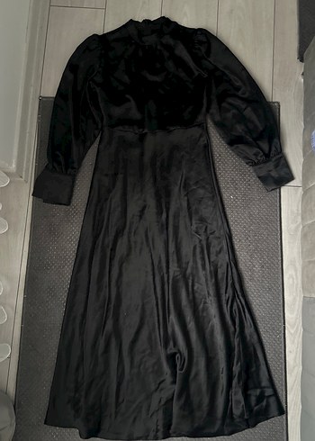 Siyah Uzun Kollu Geniş Kesim Uzun Elbise - Görsel 5