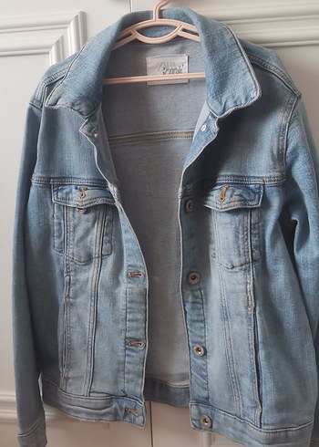 9 Yaş Beden Düğmeli Mavi Denim Ceket
