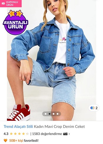 Kadın Mavi Crop Denim Ceket