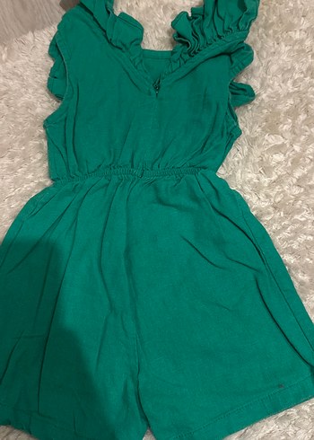 Kız Çocuk Fırfırlı Keten Tulum - Görsel 2