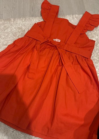 Kız Çocuk Kırmızı Fırfırlı Askılı Elbise - Görsel 2