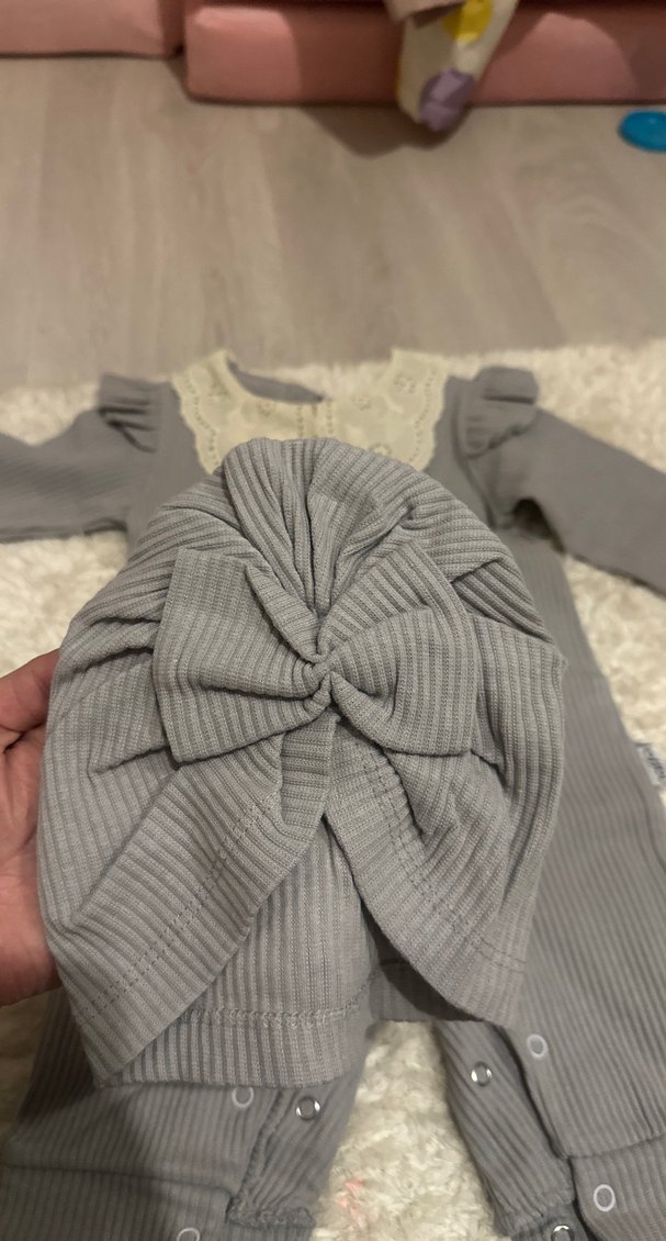 Gri Dantelli Bebek Kız Tulum - Görsel 2