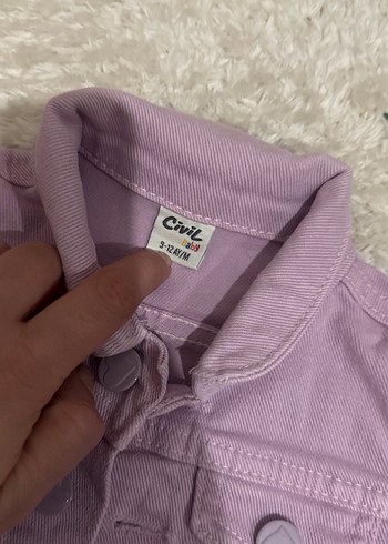 Düğmeli Mor Kız Kot Ceket - Görsel 2