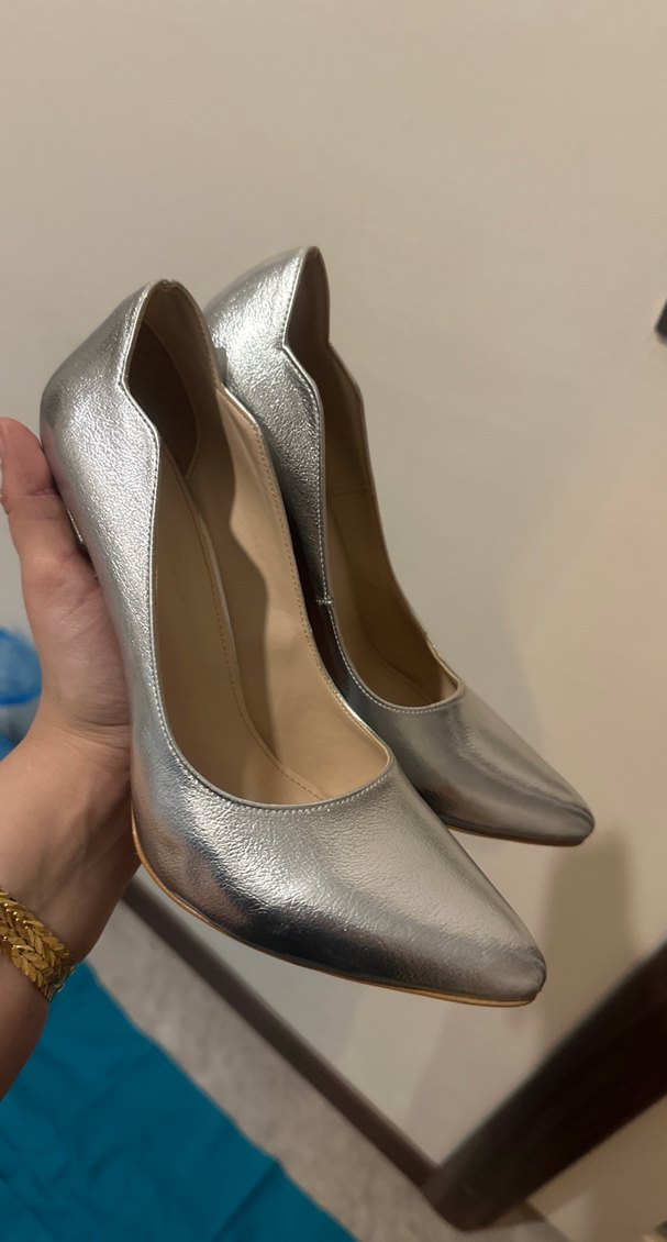 Gri Metal Tokalı Stiletto Kadın Ayakkabı - Görsel 2