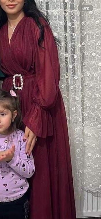 m Beden Bordo özel dikim elbise