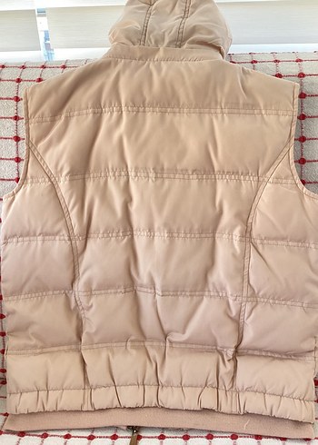 Bej- Toz Pembe Fermuarlı Şişme Yelek - Görsel 3