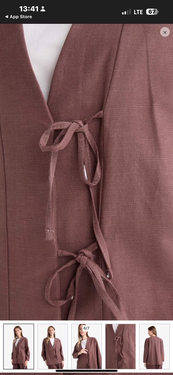 Bej Kadın Midi Kimono V Yakalı - Görsel 4