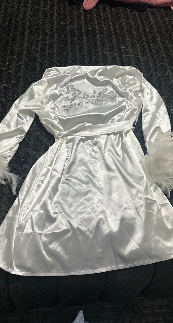 Beyaz Parlak Kadın Sabahlık hiç kullanılmadı - Görsel 5