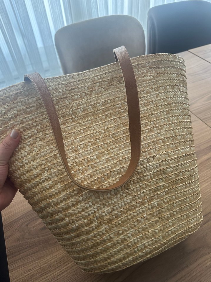 Hasır çanta plaj çantası olarak adlandırılır hiç kullanılmamış - Görsel 4