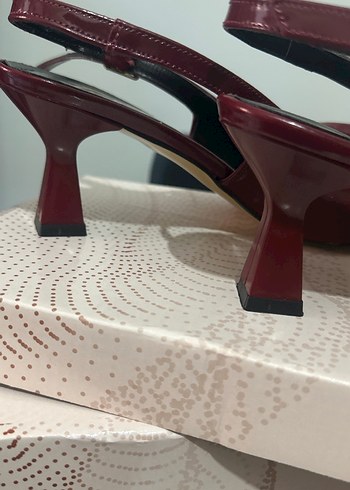 Bordo Fiyonklu Kadın Topuklu Ayakkabı - Görsel 5