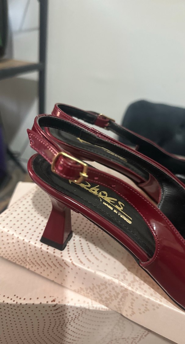 Bordo Fiyonklu Kadın Topuklu Ayakkabı - Görsel 3