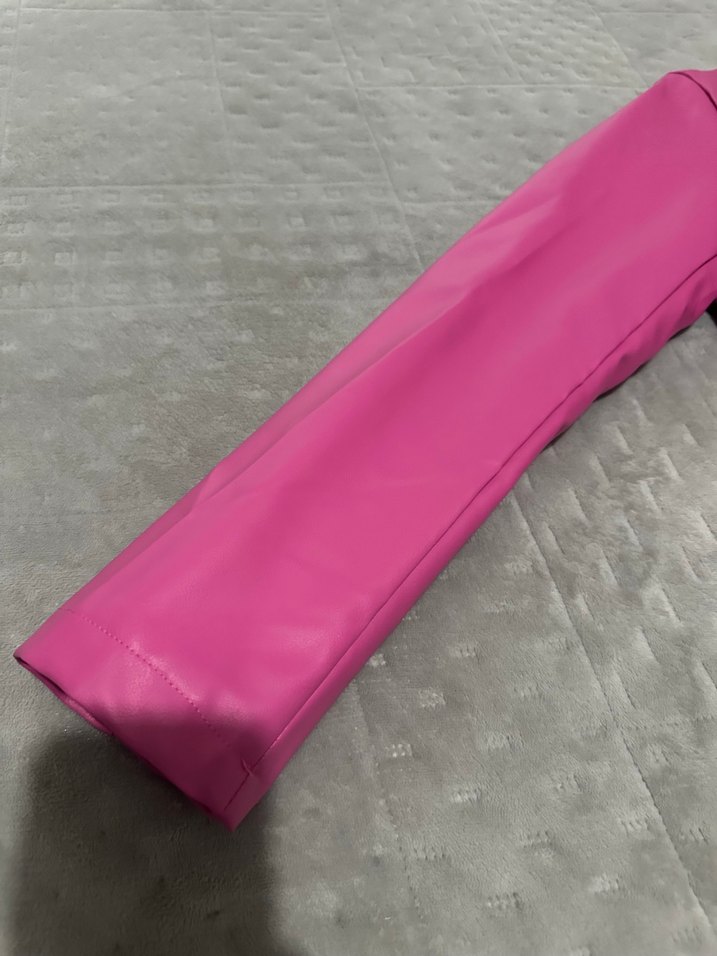 Düğmeli Pembe Deri Kadın Blazer hiç kullanılmadı - Görsel 4