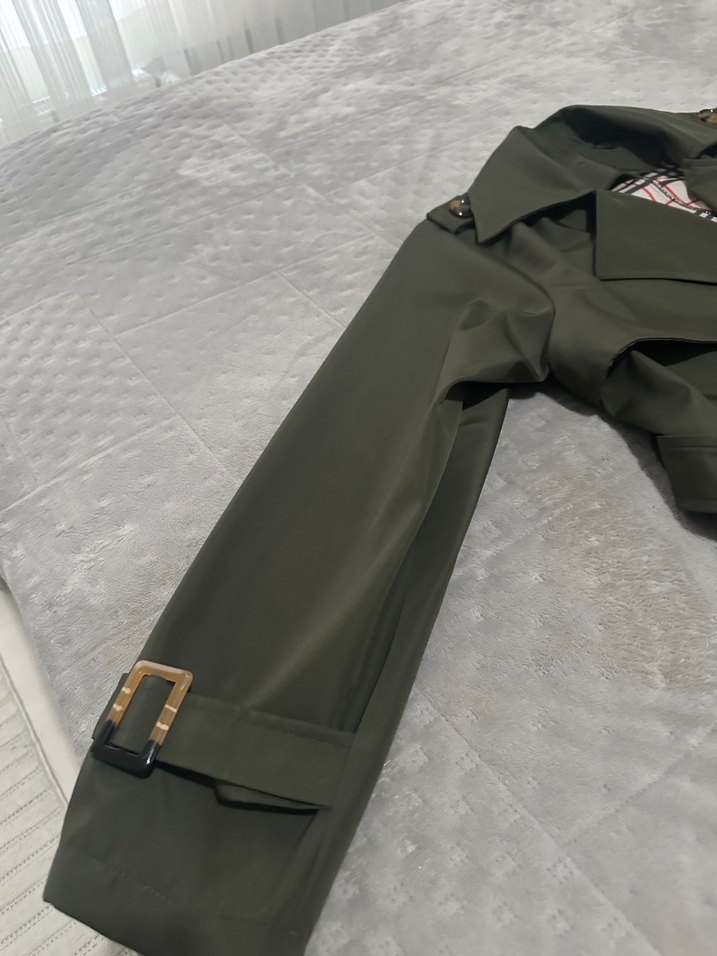 Kemerli Uzun Kadın Trençkot - Koyu Haki - Görsel 3