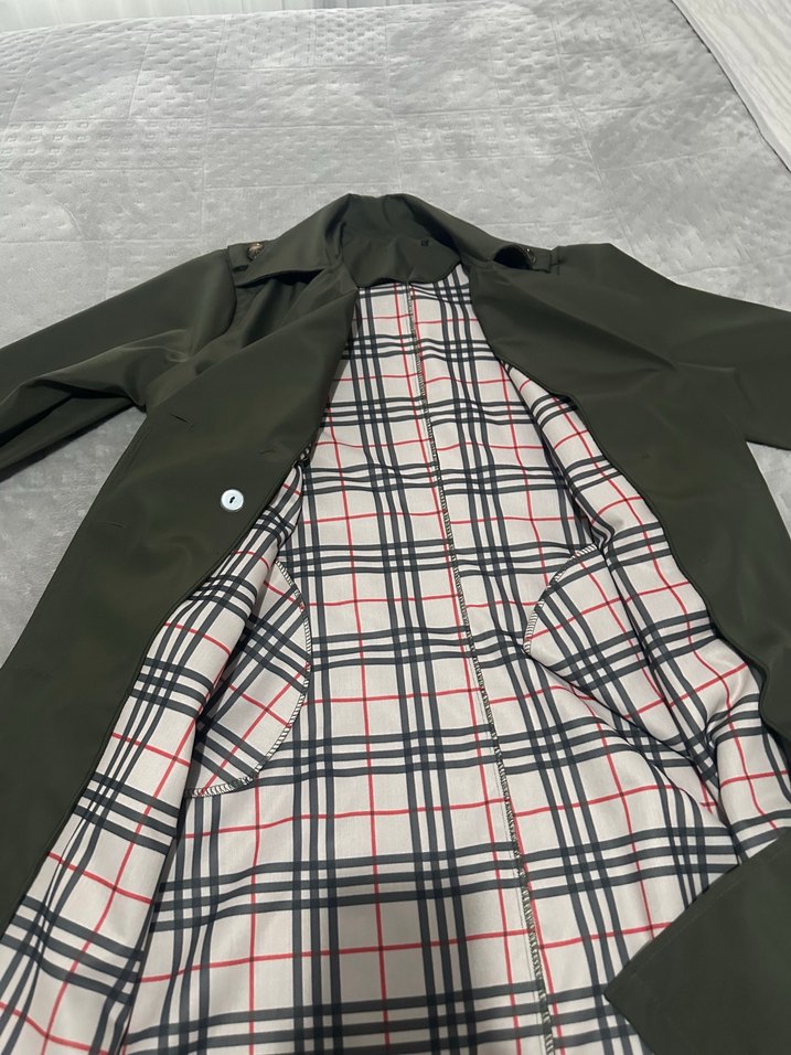 Kemerli Uzun Kadın Trençkot - Koyu Haki - Görsel 5