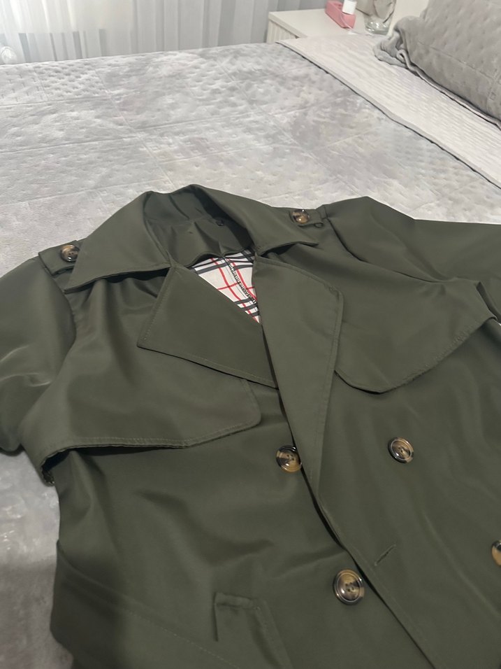 Kemerli Uzun Kadın Trençkot - Koyu Haki - Görsel 2