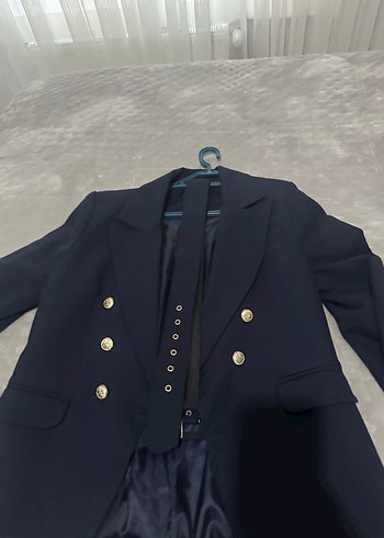 42 Beden Lacivert Düğmeli Kadın Blazer Ceket ve pantolon