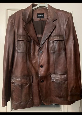 Sıfır Kevin Erkek Kahverengi Deri Blazer Ceket.66/80 - Görsel 2