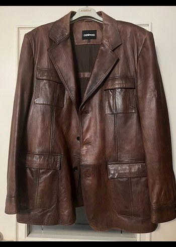 Sıfır Kevin Erkek Kahverengi Deri Blazer Ceket.66/80 - Görsel 7