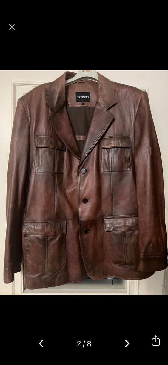 Sıfır Kevin Erkek Kahverengi Deri Blazer Ceket.66/80 - Görsel 2