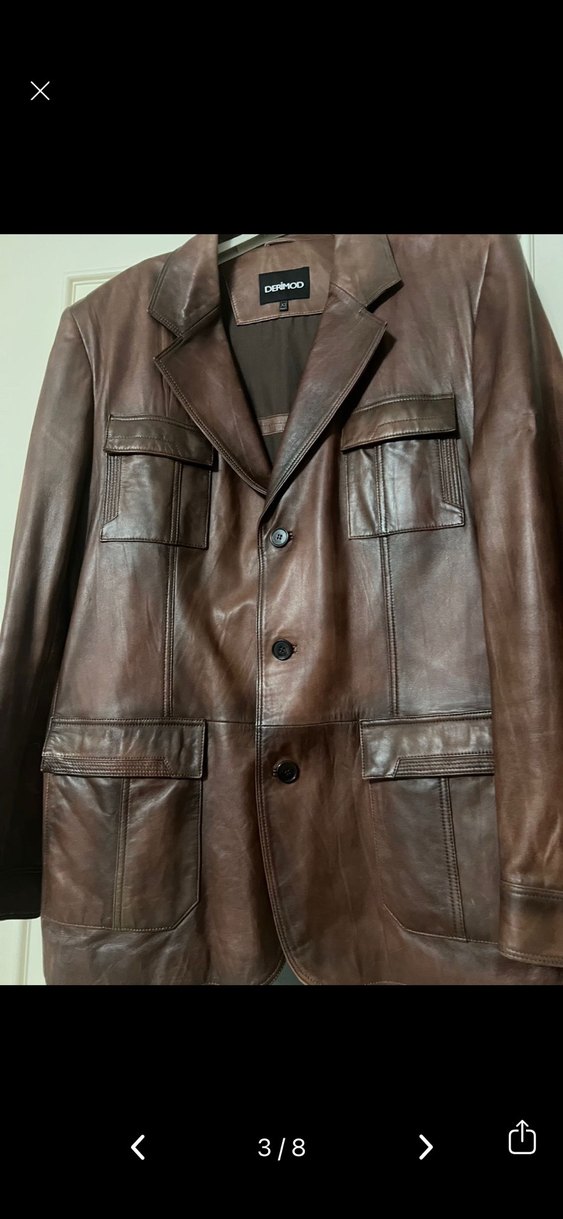 Sıfır Kevin Erkek Kahverengi Deri Blazer Ceket.66/80 - Görsel 5