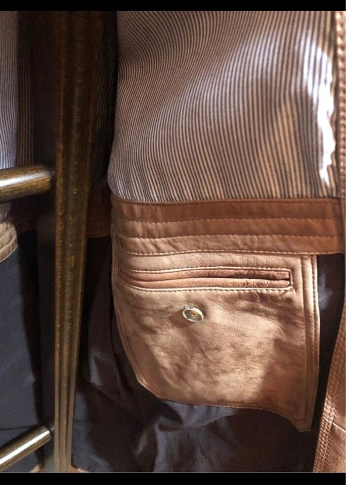 Massimo duttı prestıjın adı .sıfır 56 beden camel bej deri trenç - Görsel 3