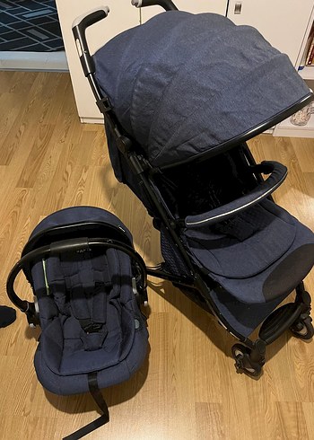 Kraft Koyu Mavi Bebek Arabası ve Taşıma Koltuğu