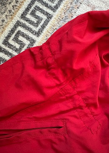 Kadın Kırmızı Fermuarlı Midi Ceket - Görsel 3