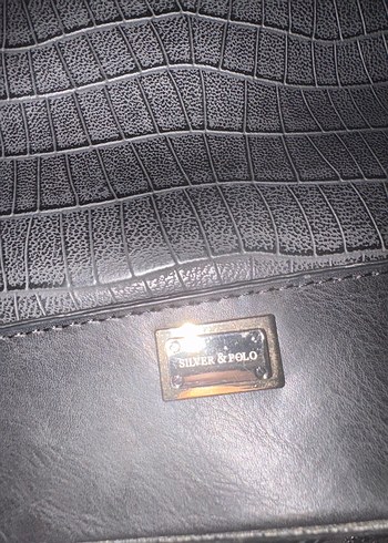 Krokodil Desenli Siyah Deri Kadın Çanta - Görsel 3