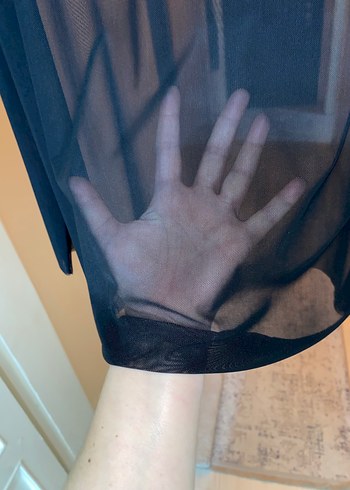 Siyah Uzun Kollu Yaka Detaylı Kadın Bluz - Görsel 2