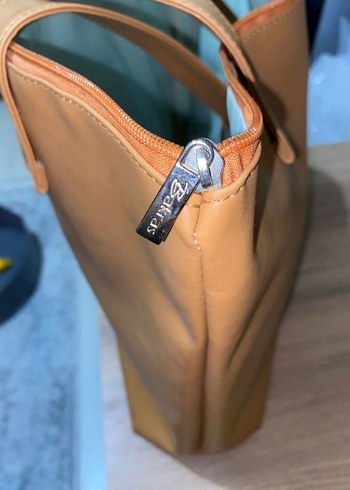 Bej Deri Kadın Çanta Fermuarlı - Görsel 6